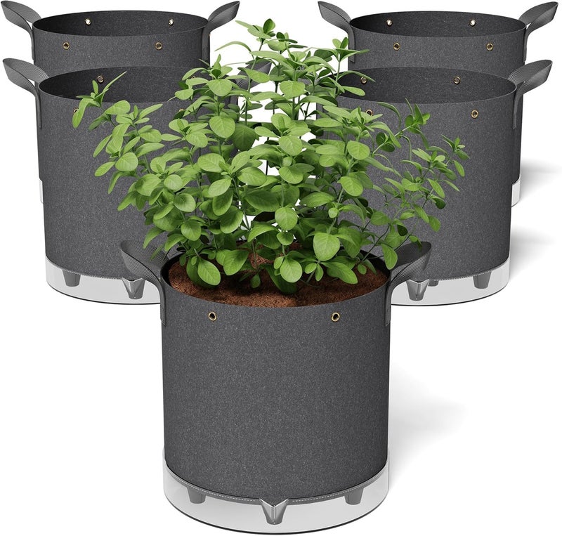 Patigrow Store Self-Watering Grow Bags, 5-Pack 10 Gallon 420G Thick Nonwoven Fabric Pots with Reinforced Handles and Multi-Purpose Rings, for Low Stress Plant Training Fruits, Vegetables,and Flowers - Image 1